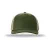 Richardson Five-Panel Trucker, Army Olive/ Tan, front view