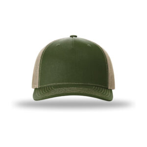 Richardson Five-Panel Trucker, Army Olive/ Tan, front view