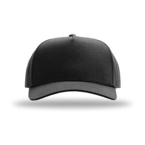 Richardson Full Fabric 5-Panel Champ, Black, front view