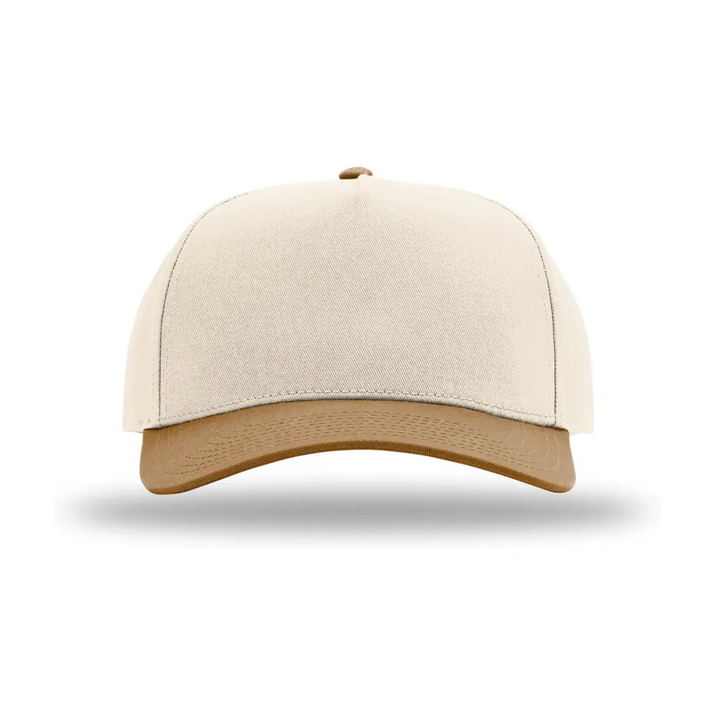 Richardson Full Fabric 5-Panel Champ, Cream/ Cream/ Caramel, front view