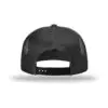 Richardson Acrylic-Wool Blend Flatbill Trucker, Black, back view