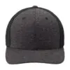Port Authority Flexfit Melange Mesh Back Trucker Cap, Black/ Dark Charcoal Heather, front view