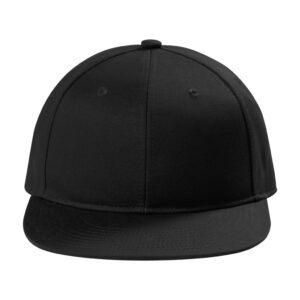 Port Authority Snapback Flat Bill Cap, Black, front view