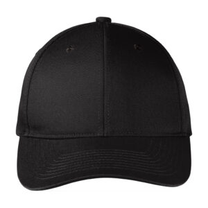 Port Authority Snapback Fine Twill Cap, Black, front view