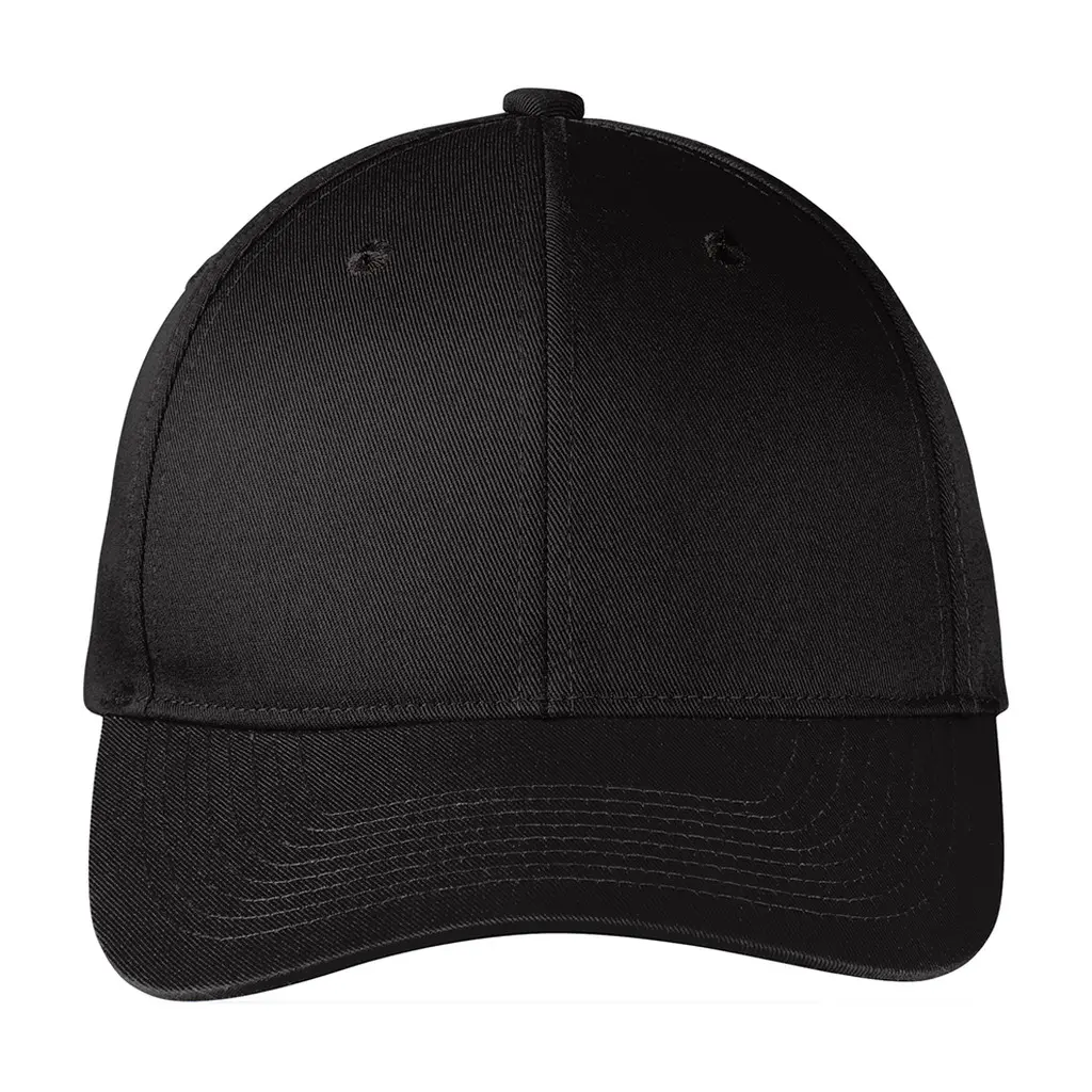 Port Authority Snapback Fine Twill Cap, Black, front view