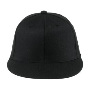 Port Authority Flexfit 210 Flat Bill Cap, Black, front view
