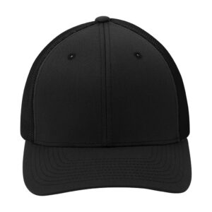 Port Authority Flexfit Mesh Back Cap, Black/ Black, front view
