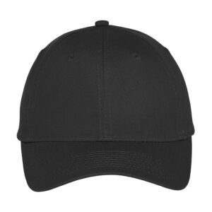 Port Authority Six-Panel Unstructured Twill Cap, Black, front view