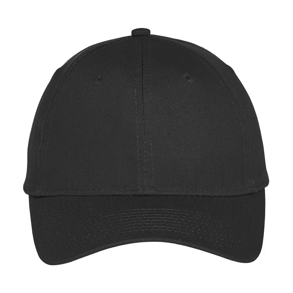 Port Authority Six-Panel Unstructured Twill Cap, Black, front view