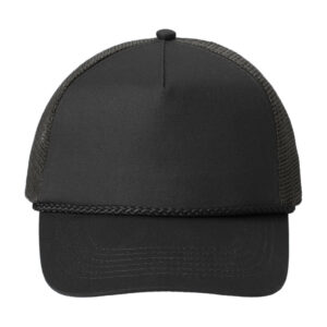 Port Authority 5-Panel Snapback Cap, Black, front view