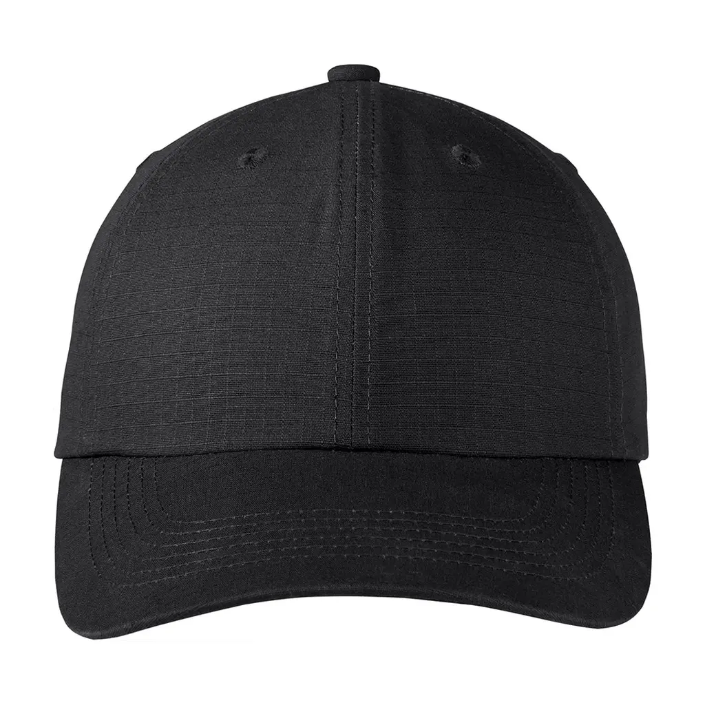 Port Authority Ripstop Cap, Black, front view