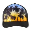 Port Authority Photo Real Snapback Trucker Cap, Palm Trees, front view