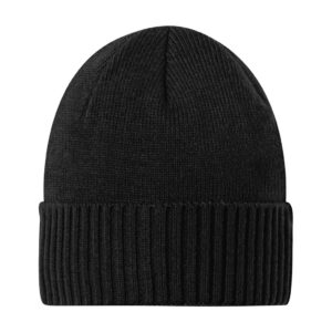 Port Authority Rib Knit Cuff Beanie, Deep Black, front view