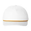 Port Authority Snapback Five-Panel Rope Cap, White/ Athletic Gold, front view