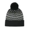 Port Authority Alpine Pom Beanie, Deep Black/ Gusty Grey/ Marshmallow, front view