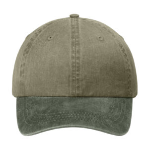 Port Authority Two-Tone Pigment-Dyed Cap, Khaki/ Hunter, front view
