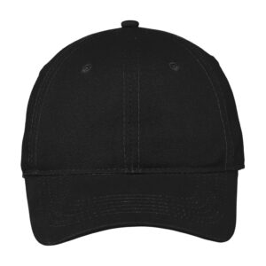 Port Authority Soft Brushed Canvas Cap, Black, front view