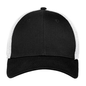 New Era Stretch Mesh Cap, Black/ White, front view