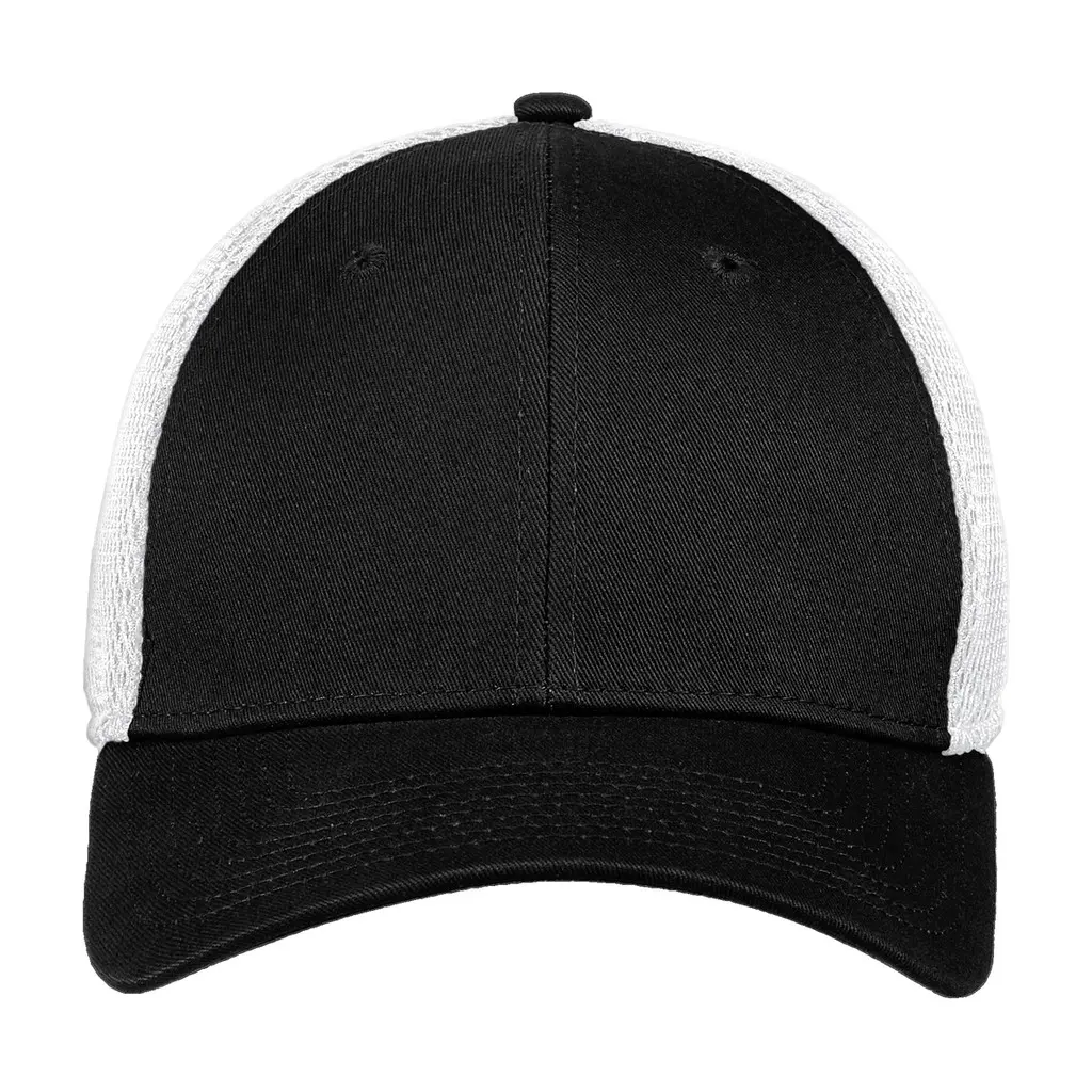 New Era Stretch Mesh Cap, Black/ White, front view