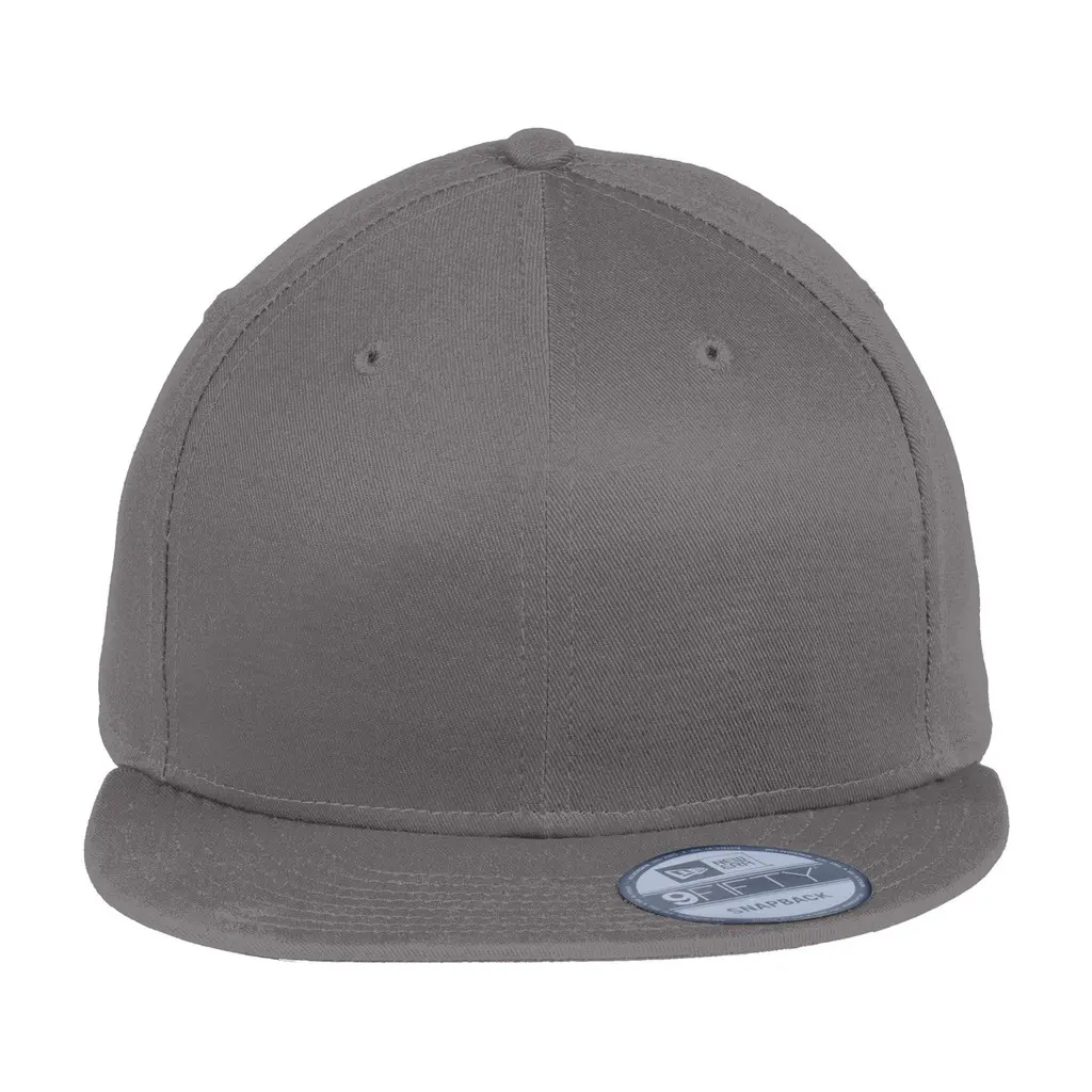 New Era Flat Bill Snapback Cap, Charcoal, front view