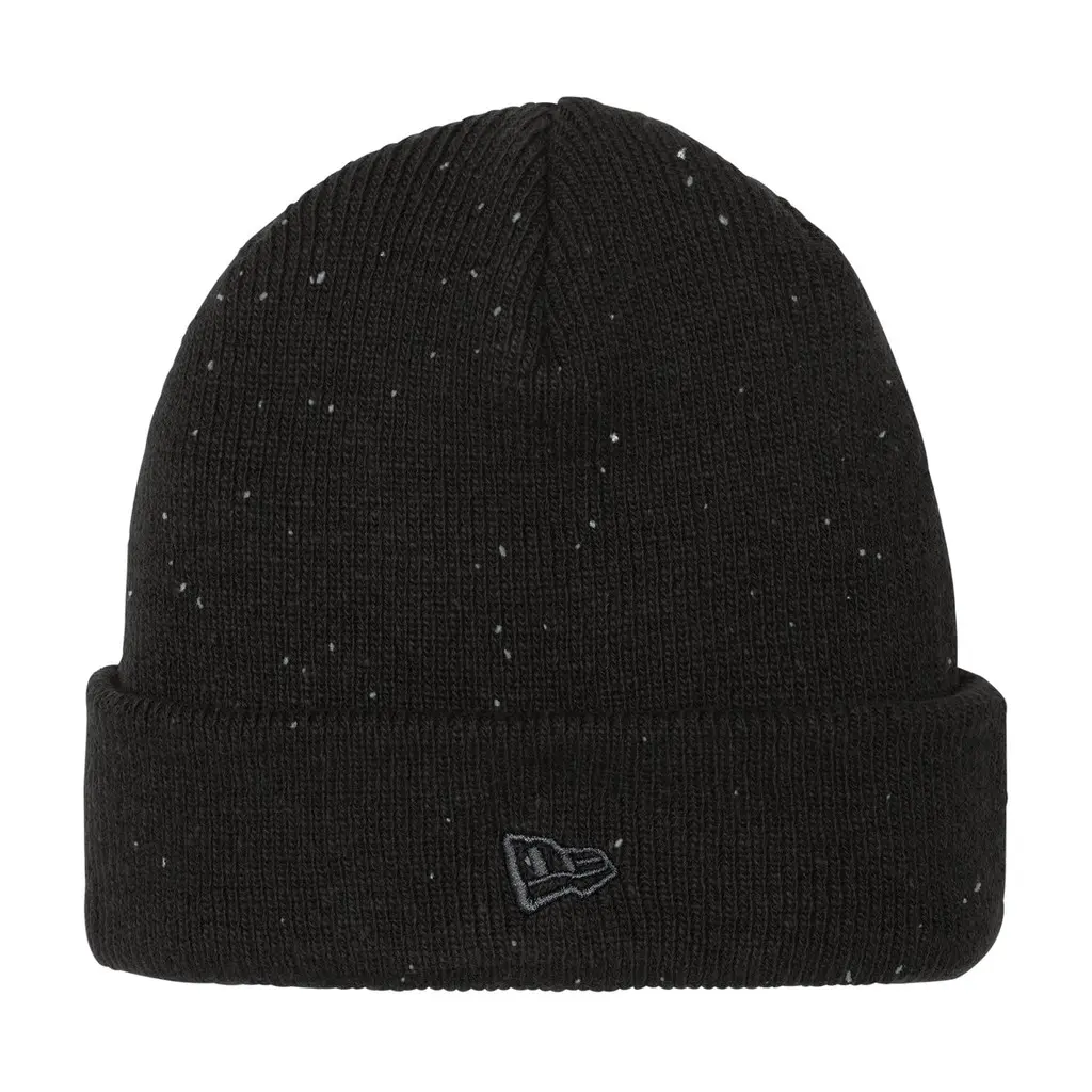 New Era Speckled Beanie, Black/ Graphite, front view
