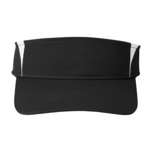 Sport-Tek Dry Zone Colorblock Visor, Black/ White, front view