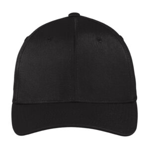 Sport-Tek Flexfit Performance Solid Cap, Black, front view