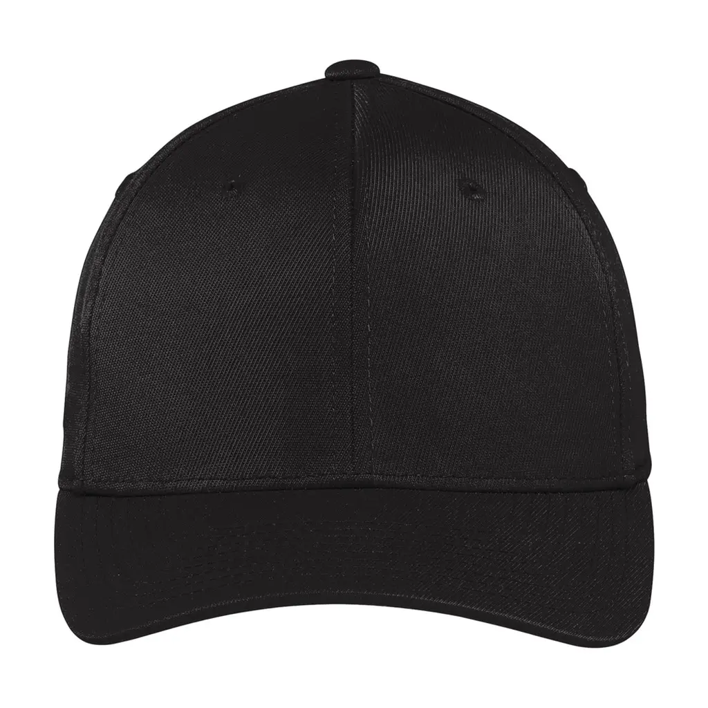 Sport-Tek Flexfit Performance Solid Cap, Black, front view