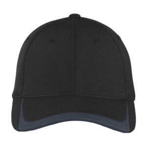 Sport-Tek Pique Colorblock Cap, Black/ Graphite, front view