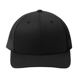 Sport-Tek YP Classics Retro Trucker Cap, Black/ Black, front view