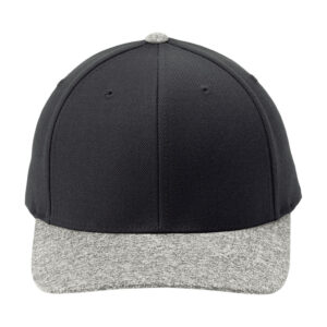 Sport-Tek YP Classics Curve Bill Snapback Cap, Black/ Grey Heather, front view