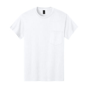 Gildan Ultra Cotton 100% US Cotton T-Shirt with Pocket, White, front view