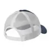 Port Authority Low-Profile Snapback Trucker Cap, Dress Blue Navy Heather/ Silver Mist, back view