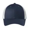 Port Authority Low-Profile Snapback Trucker Cap, Dress Blue Navy Heather/ Silver Mist, front view