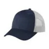 Port Authority Low-Profile Snapback Trucker Cap, Dress Blue Navy Heather/ Silver Mist, side view