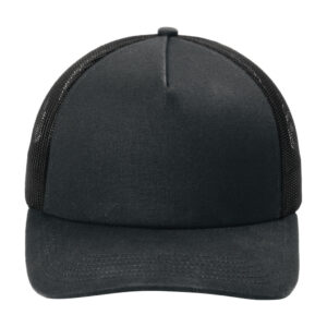 Port Authority Low-Profile Snapback 5-Panel Trucker Cap, Black/ Black, front view