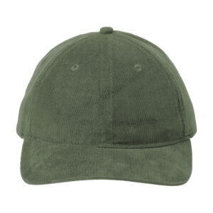 Port Authority Light Corduroy Dad Cap, Olive Green, front view