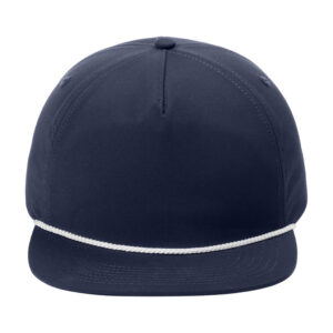 Port Authority 5-Panel Poly Rope Cap, River Blue Navy/ White, front view