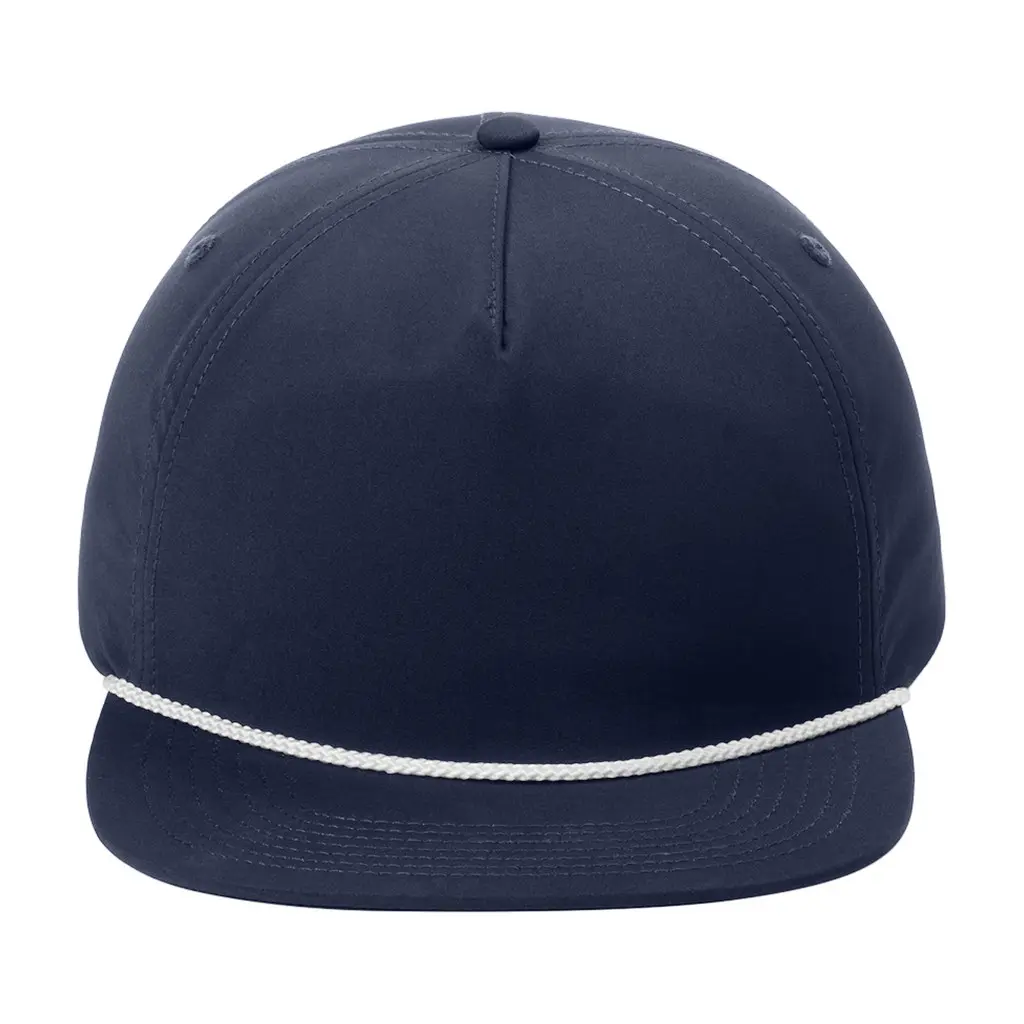 Port Authority 5-Panel Poly Rope Cap, River Blue Navy/ White, front view