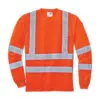 CornerStone ANSI 107 Class 3 Long Sleeve Snag-Resistant Reflective T-Shirt, Safety Orange, front view
