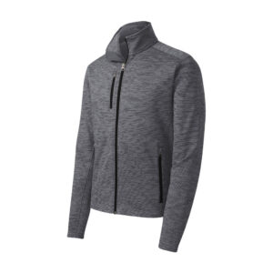 Port Authority Digi Stripe Fleece Jacket, Black, front view