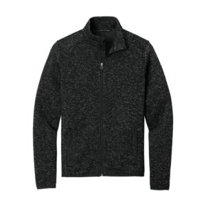 Port Authority Sweater Fleece Jacket, Black Heather, front view