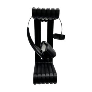 3D printed headphone stand, black, with headset
