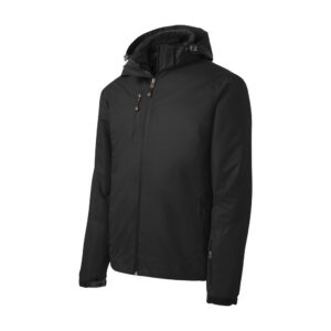 Port Authority Vortex Waterproof 3-in-1 Jacket, Black/ Black, front view