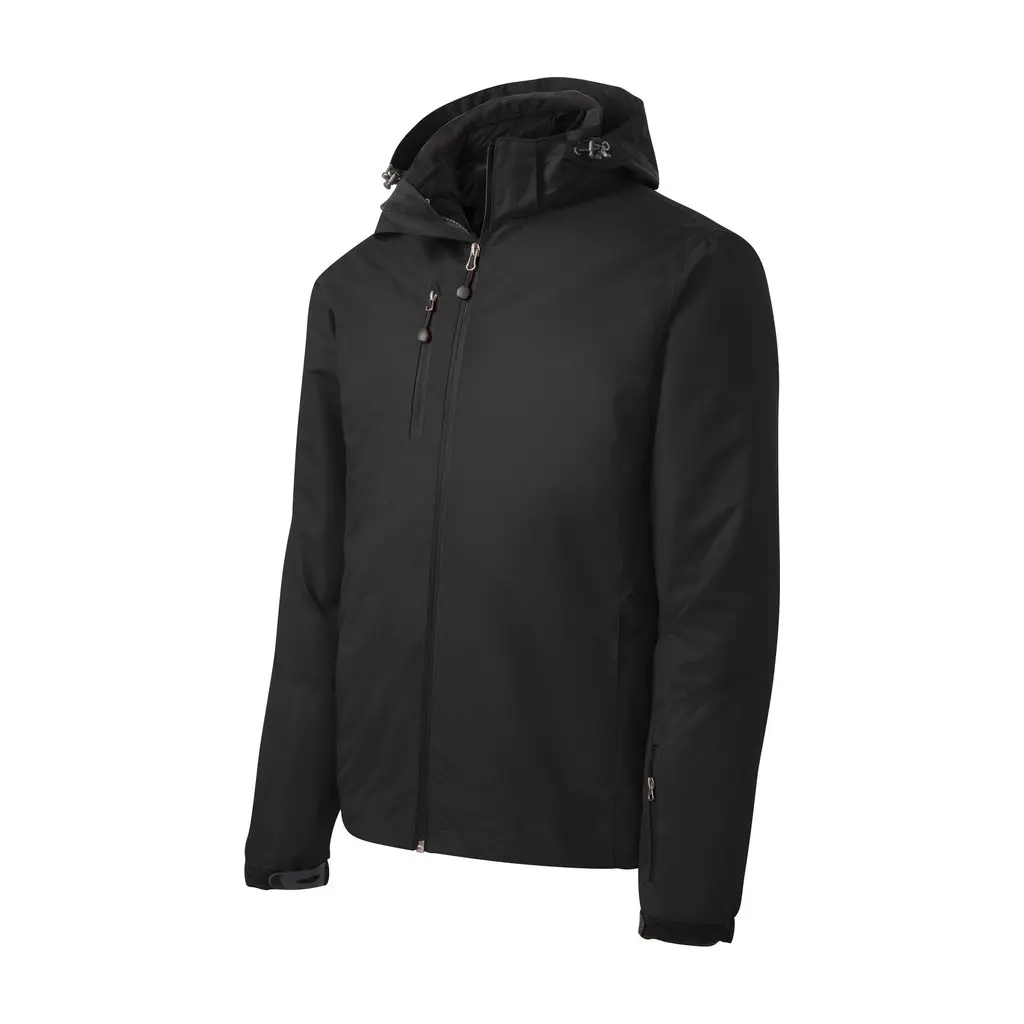 Port Authority Vortex Waterproof 3-in-1 Jacket, Black/ Black, front view