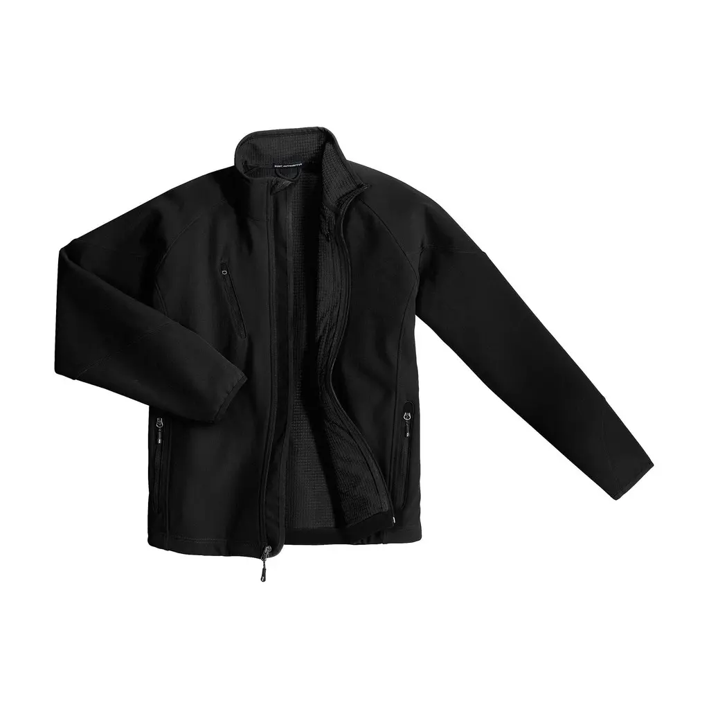Port Authority Textured Soft Shell Jacket, Black, front view