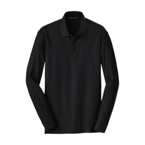 Port Authority Long Sleeve Core Classic Pique Polo, Deep Black, front view