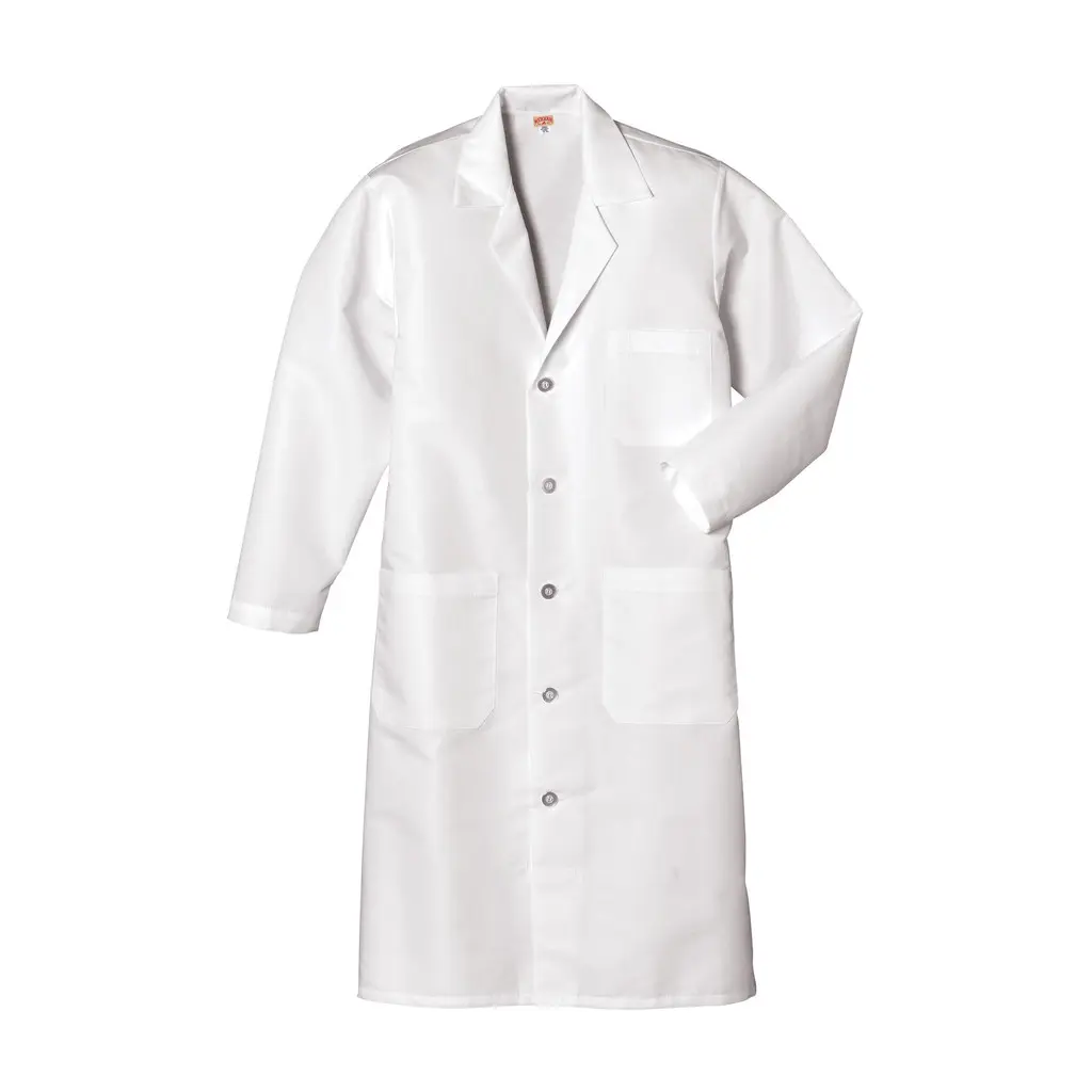 Red Kap Lab Coat, White, front view