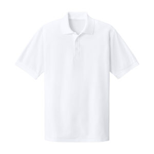 Port & Co Core Blend Pique Polo, White, front view