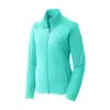 Port Authority Women's Heather Microfleece Full-Zip Jacket, Aqua Green Heather, front view